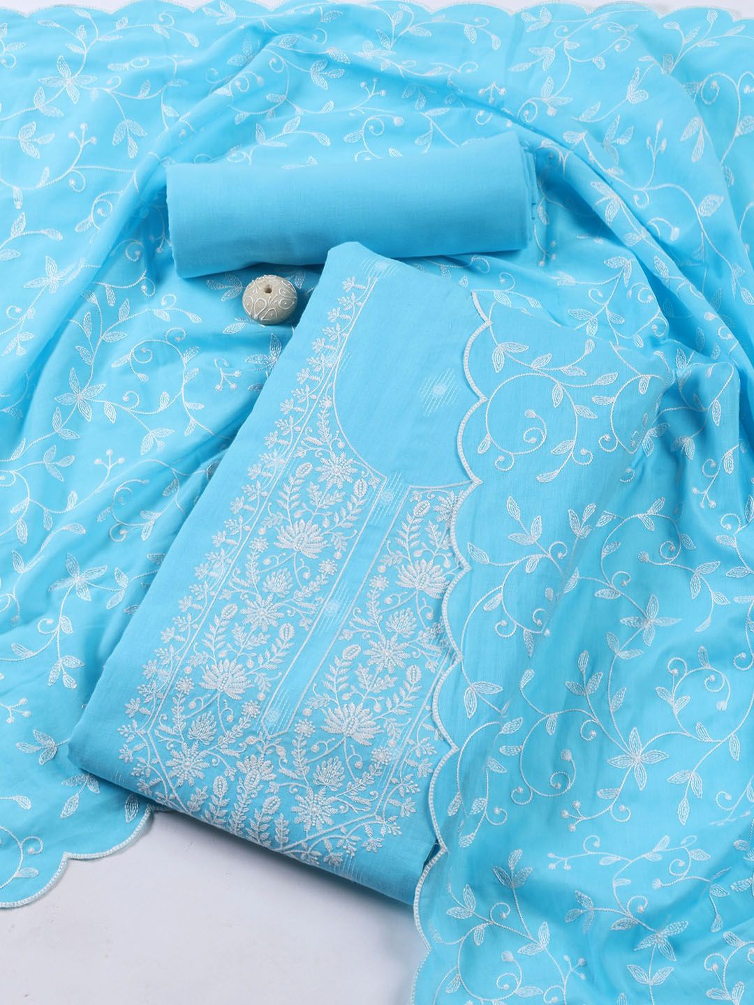 

Meena Bazaar Embroidered Unstitched Dress Material, Blue