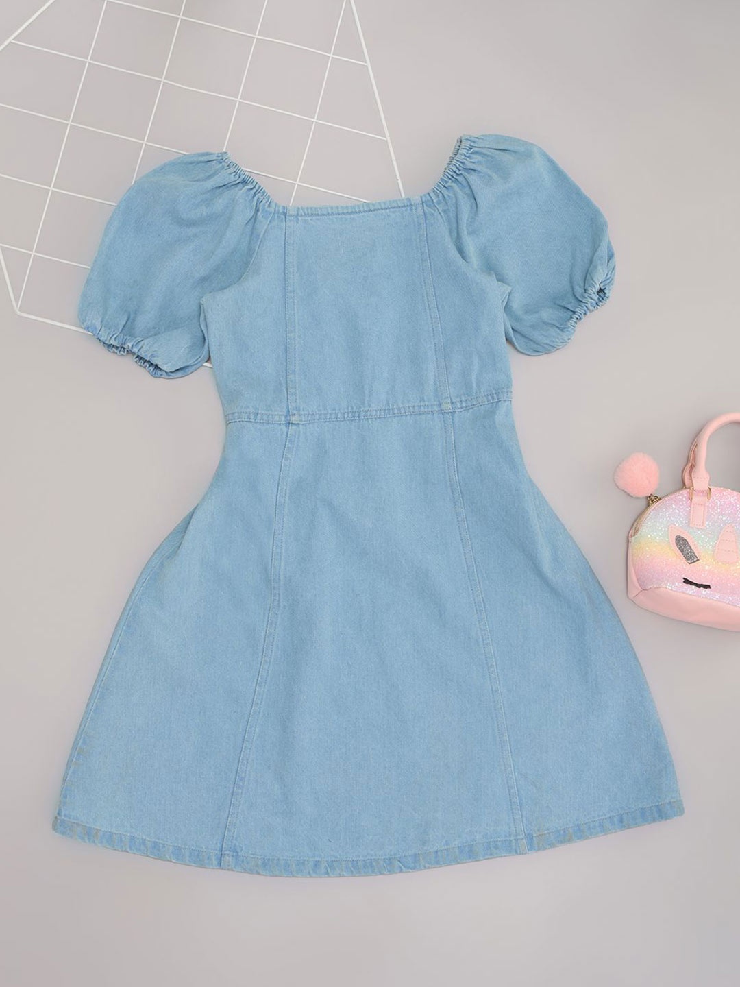 

Pantaloons Junior Puff Sleeve Fit & Flare Dress, Blue