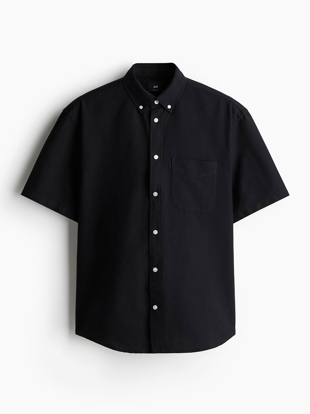 

H&M Regular Fit Short-Sleeved Oxford Shirt, Black