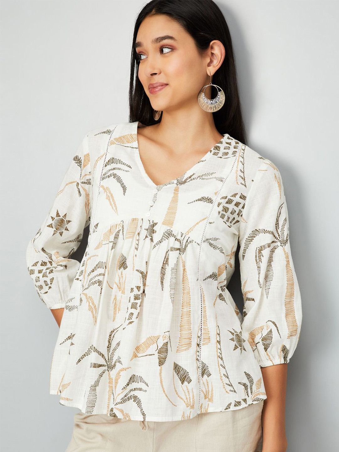 

max Printed Tunic, Off white