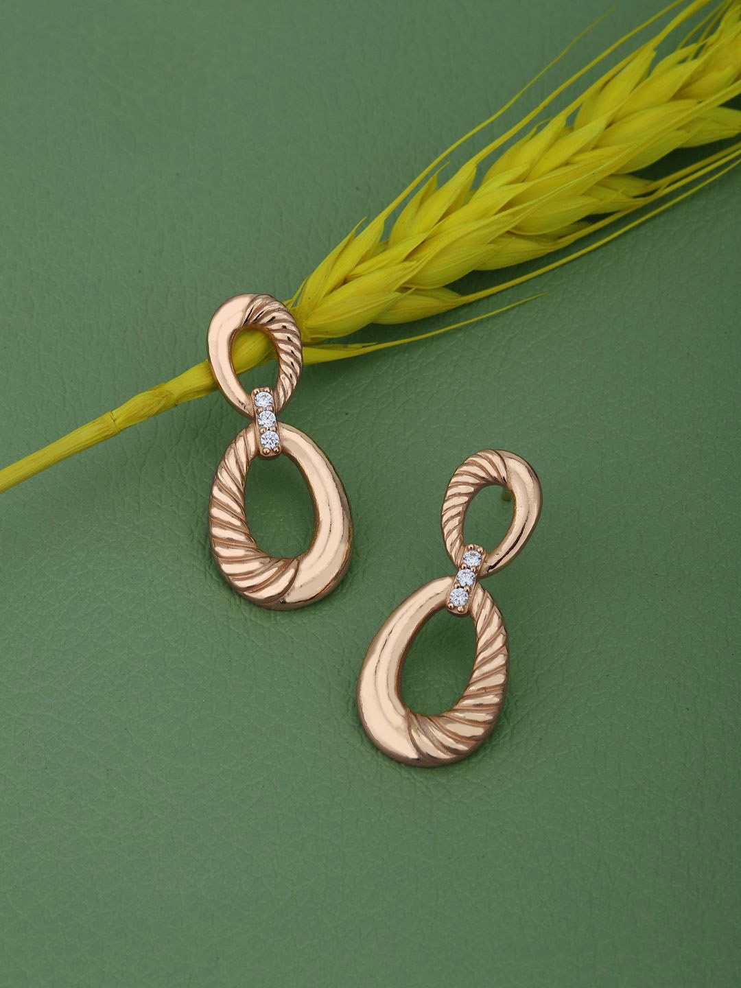 

Carlton London 18kt Rose Gold Plated CZ Contemporary Drop Earring