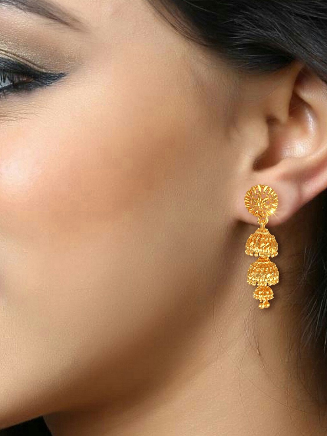 

DIVASTRI Contemporary Jhumkas Earrings, Gold