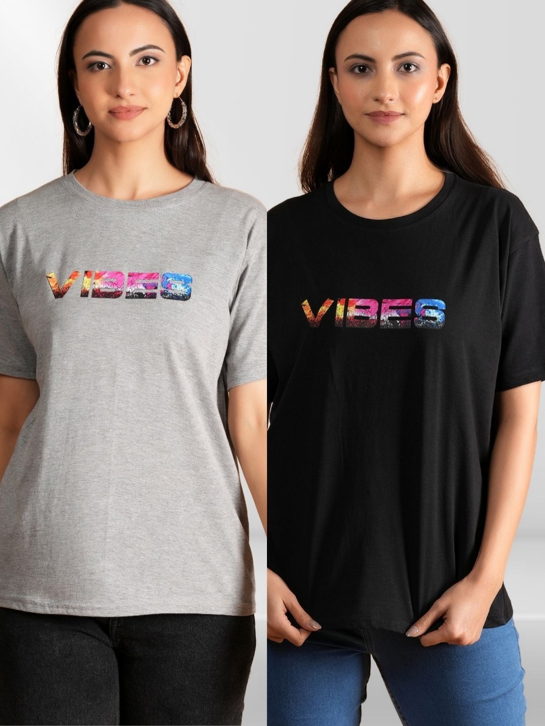 

BAESD Women Typography 2 Printed Extended Sleeves Applique T-shirt, Multi