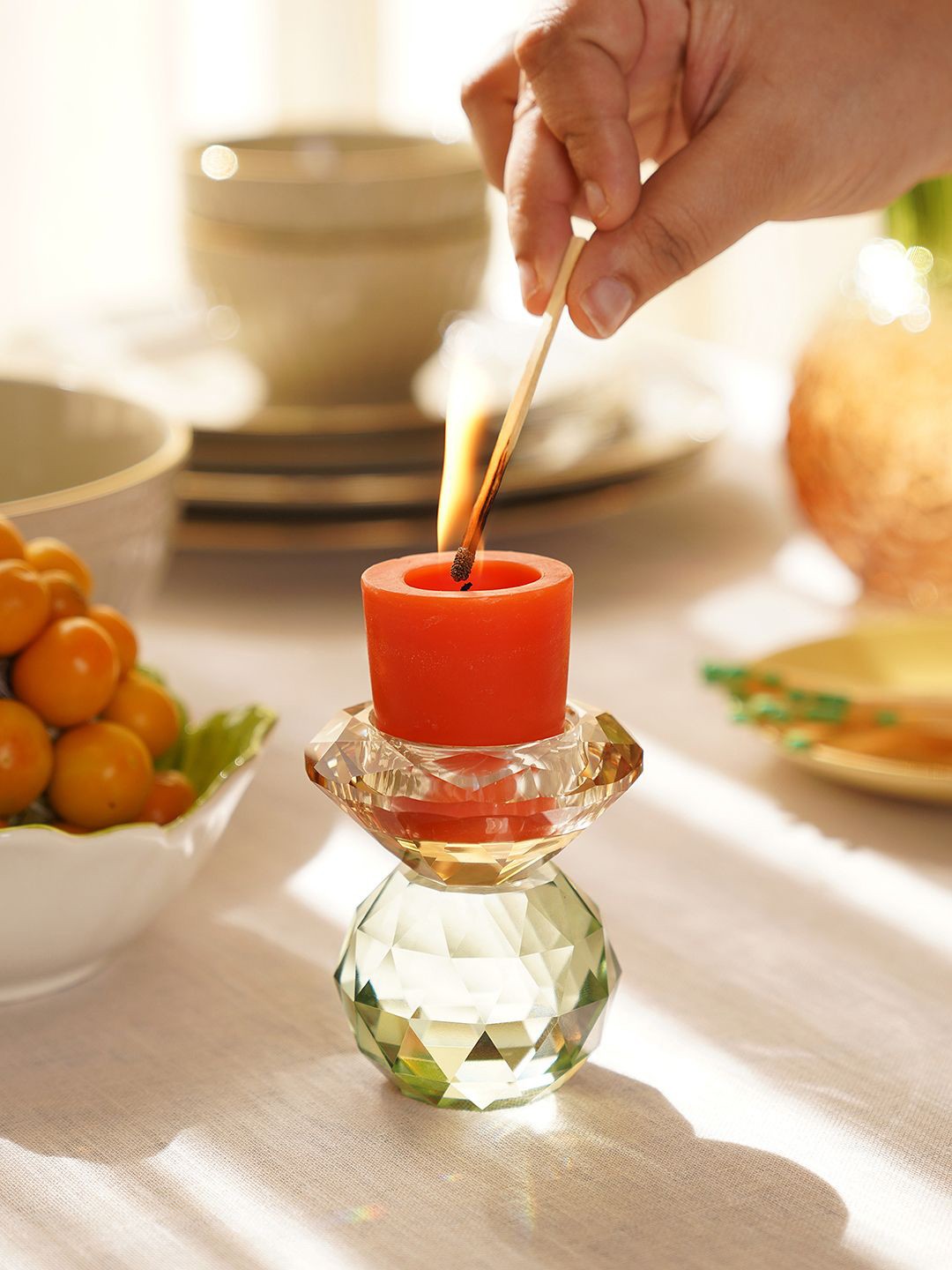

Pure Home and Living Brown & Green Candle Holder