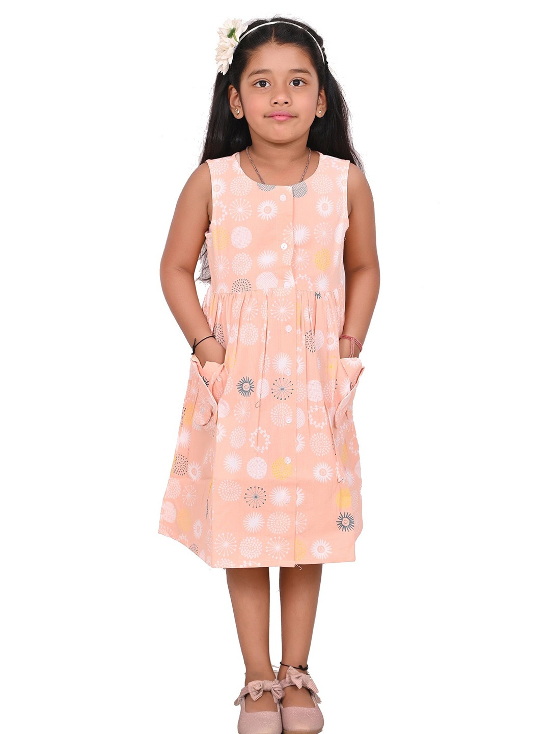 

Billion Polka Dot Print A-Line Dress, Orange