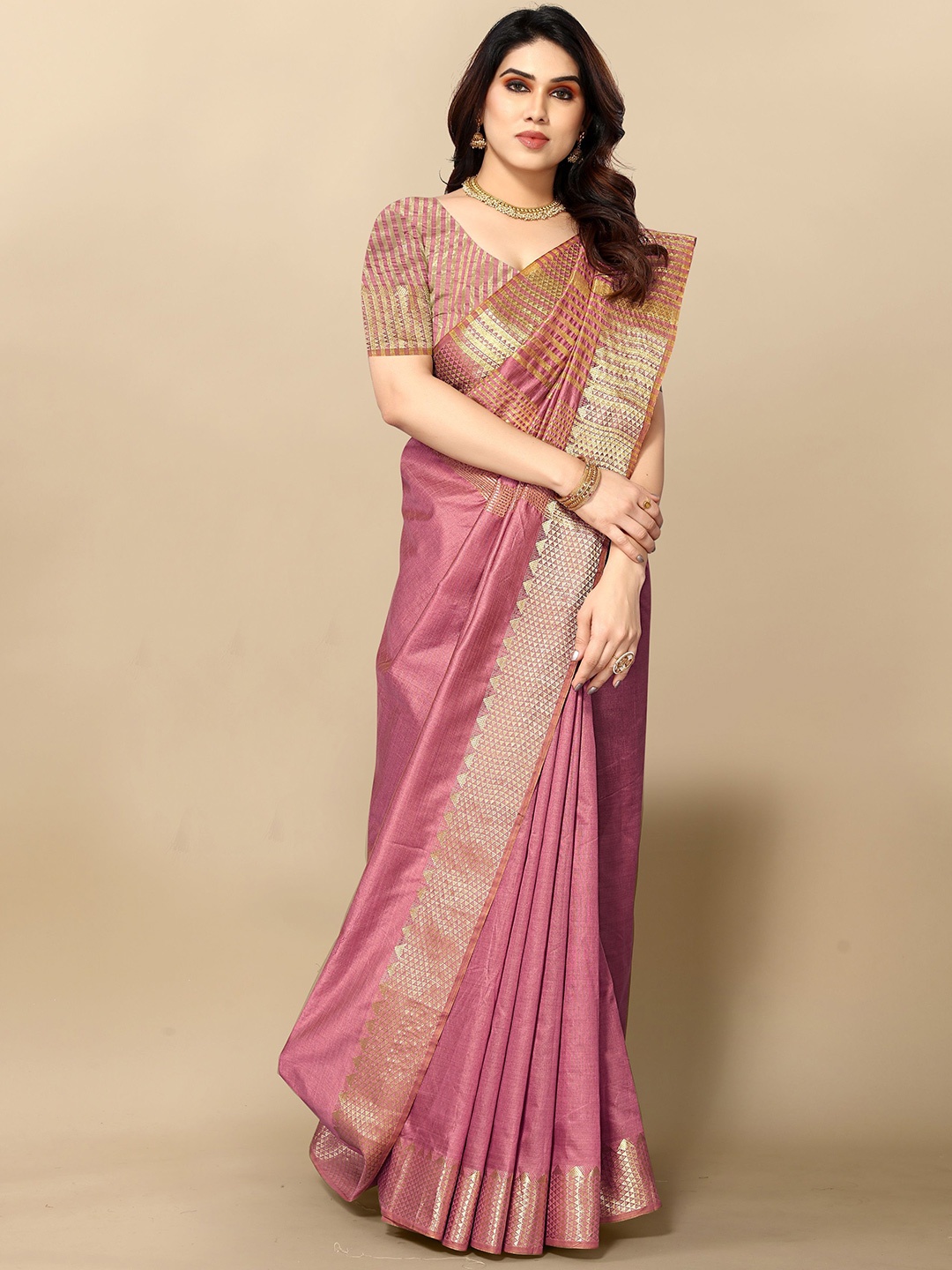 

Moda Rapido Woven Design Zari Kanjeevaram Saree, Cream