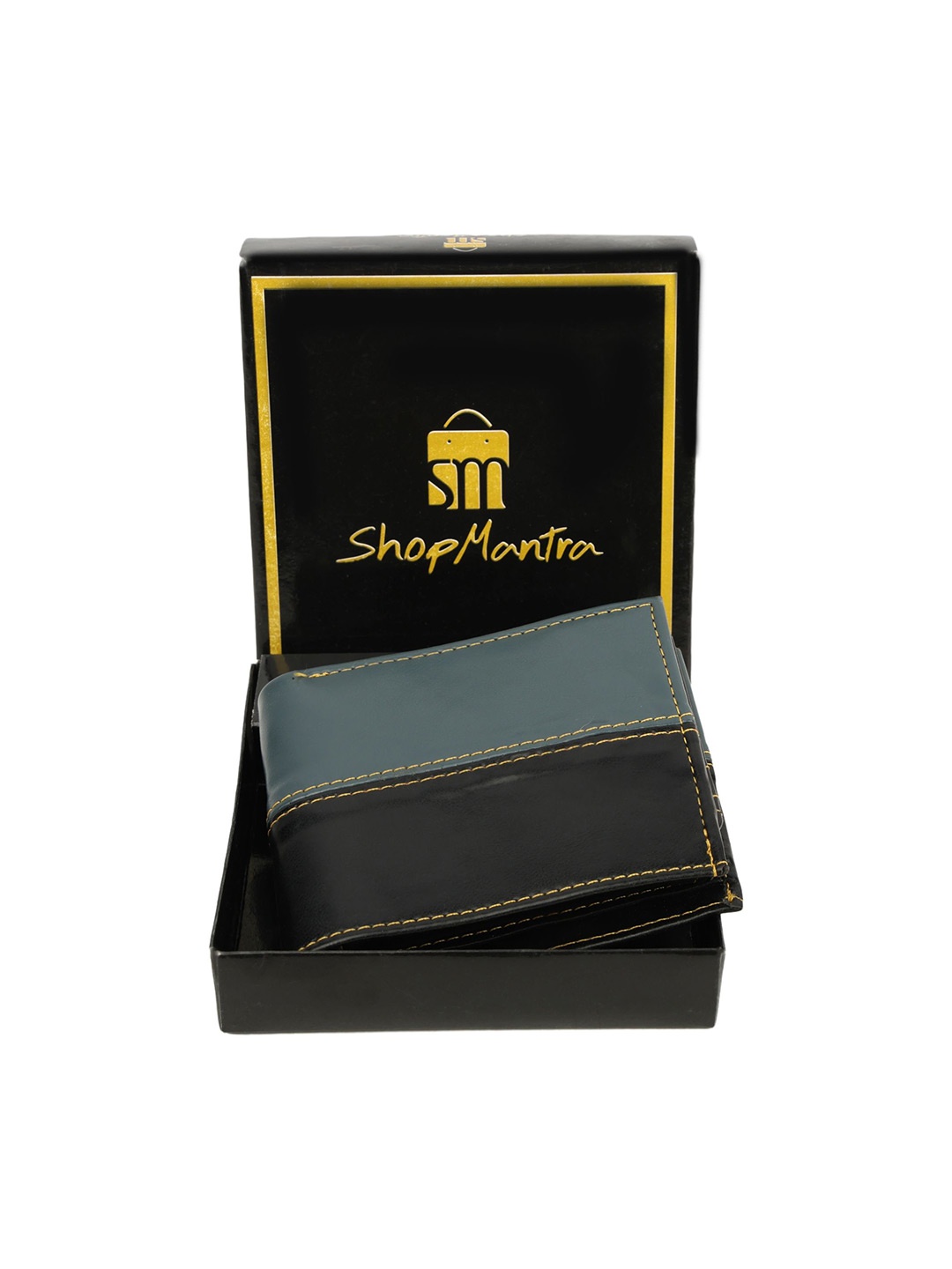 

ShopMantra Men Colourblocked PU Two Fold Wallet, Blue