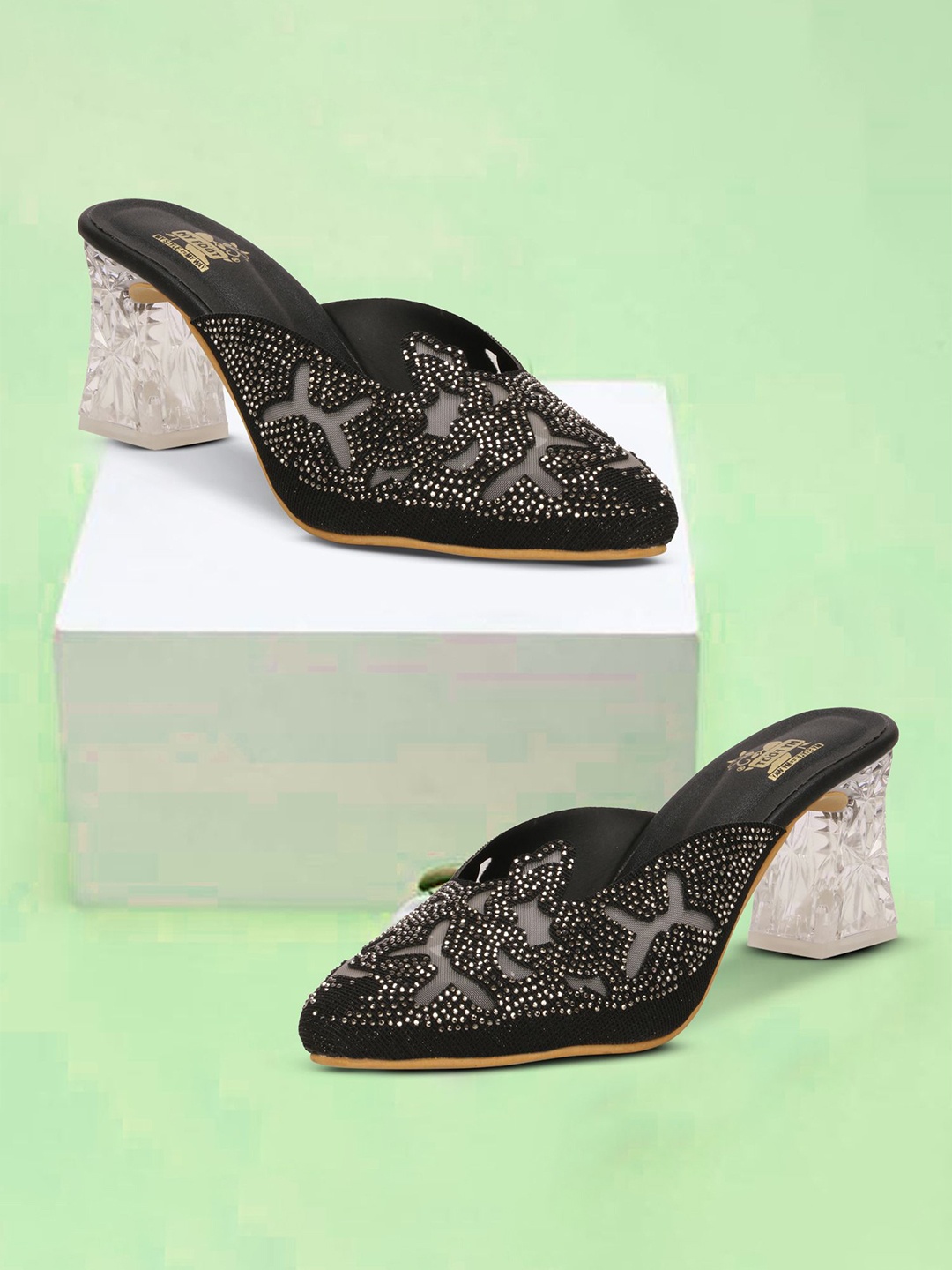 

MY FOOT MY STYLE MY WAY Women Embellished Heels, Black