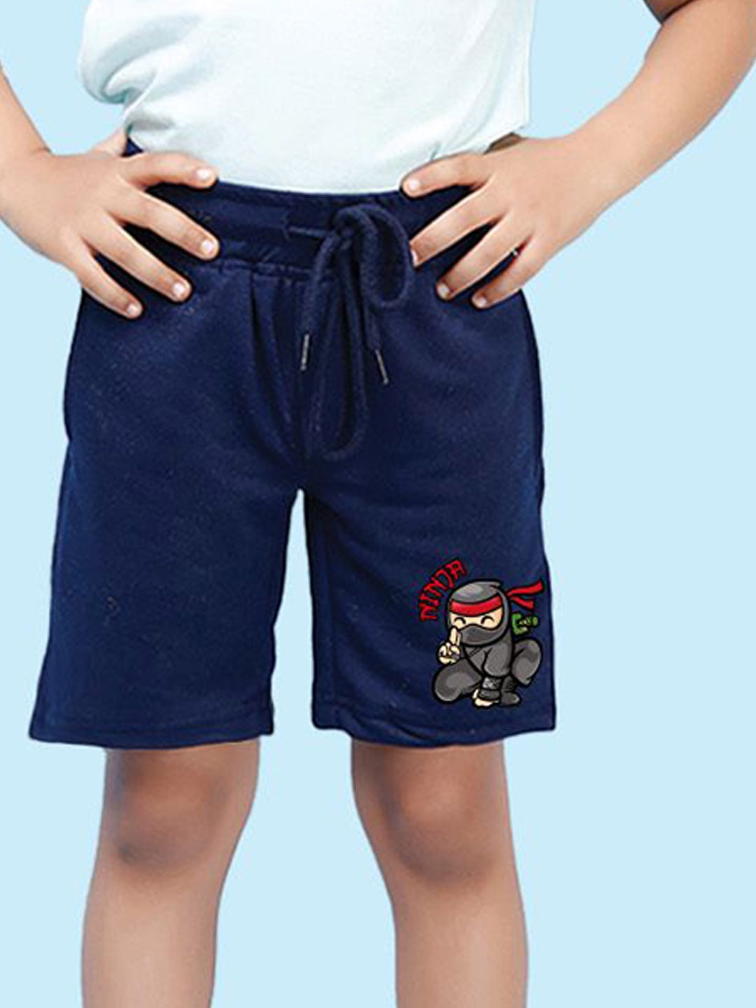 

NUSYL Boys Ninja Printed Cotton Shorts, Blue