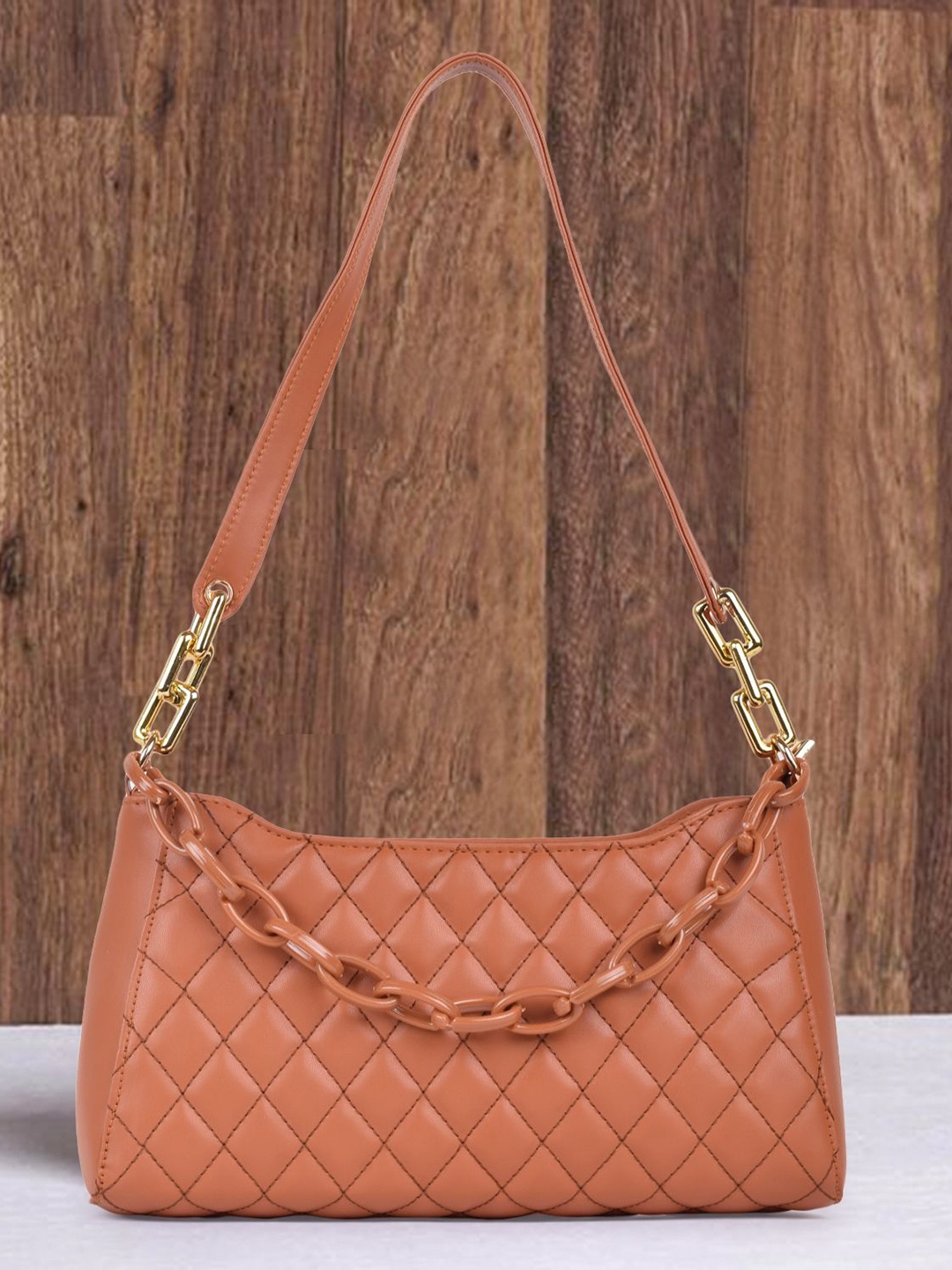 

FOMMIL Shopper Sling Bag with Quilted, Tan