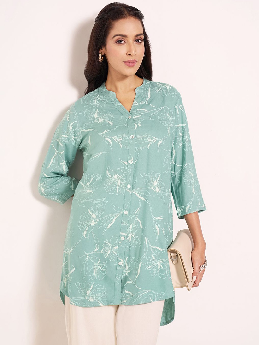 

RANGMANCH BY PANTALOONS Printed Tunic, Green