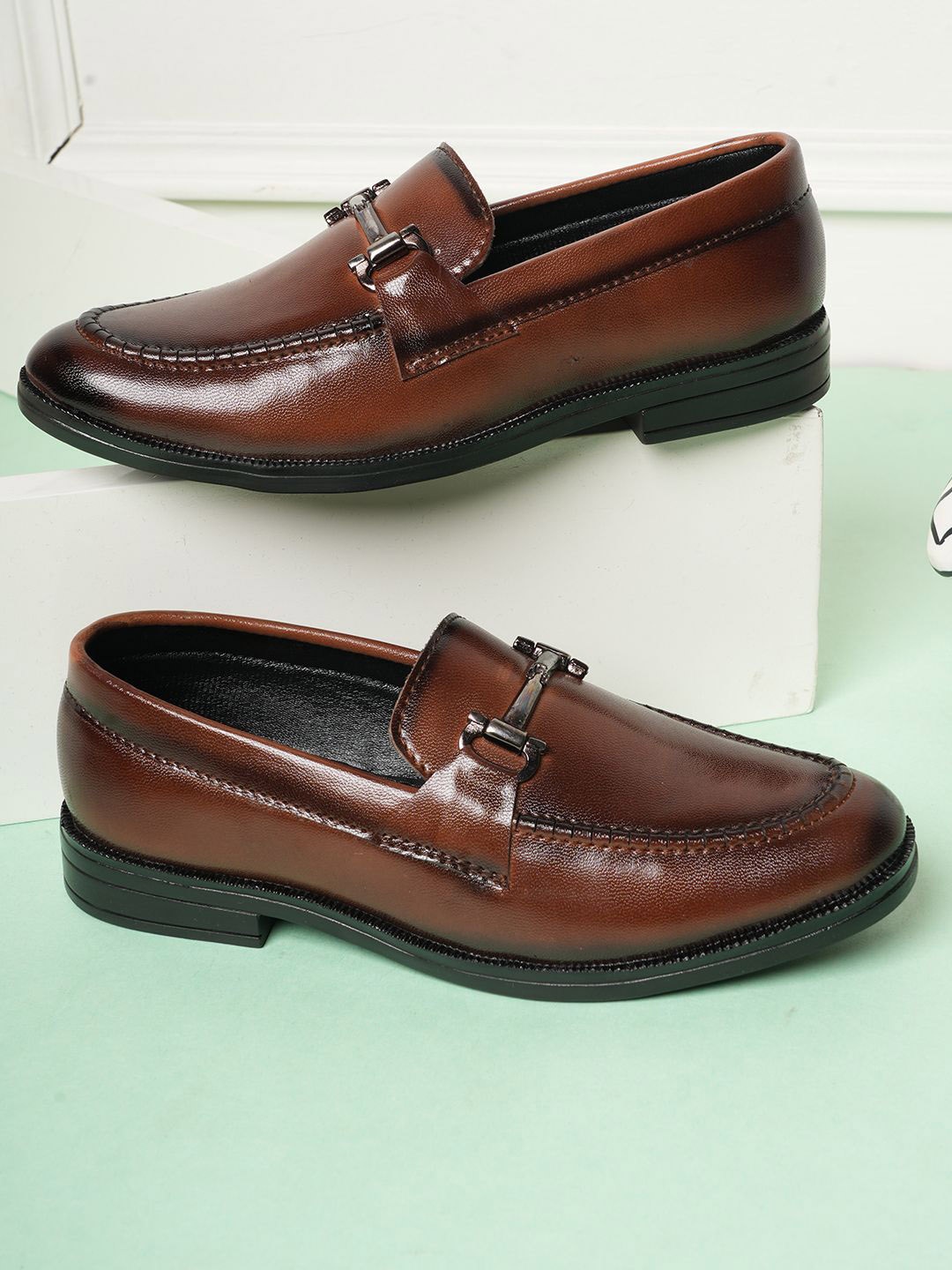 

Style Shoes Boys Round Toe Loafers, Brown
