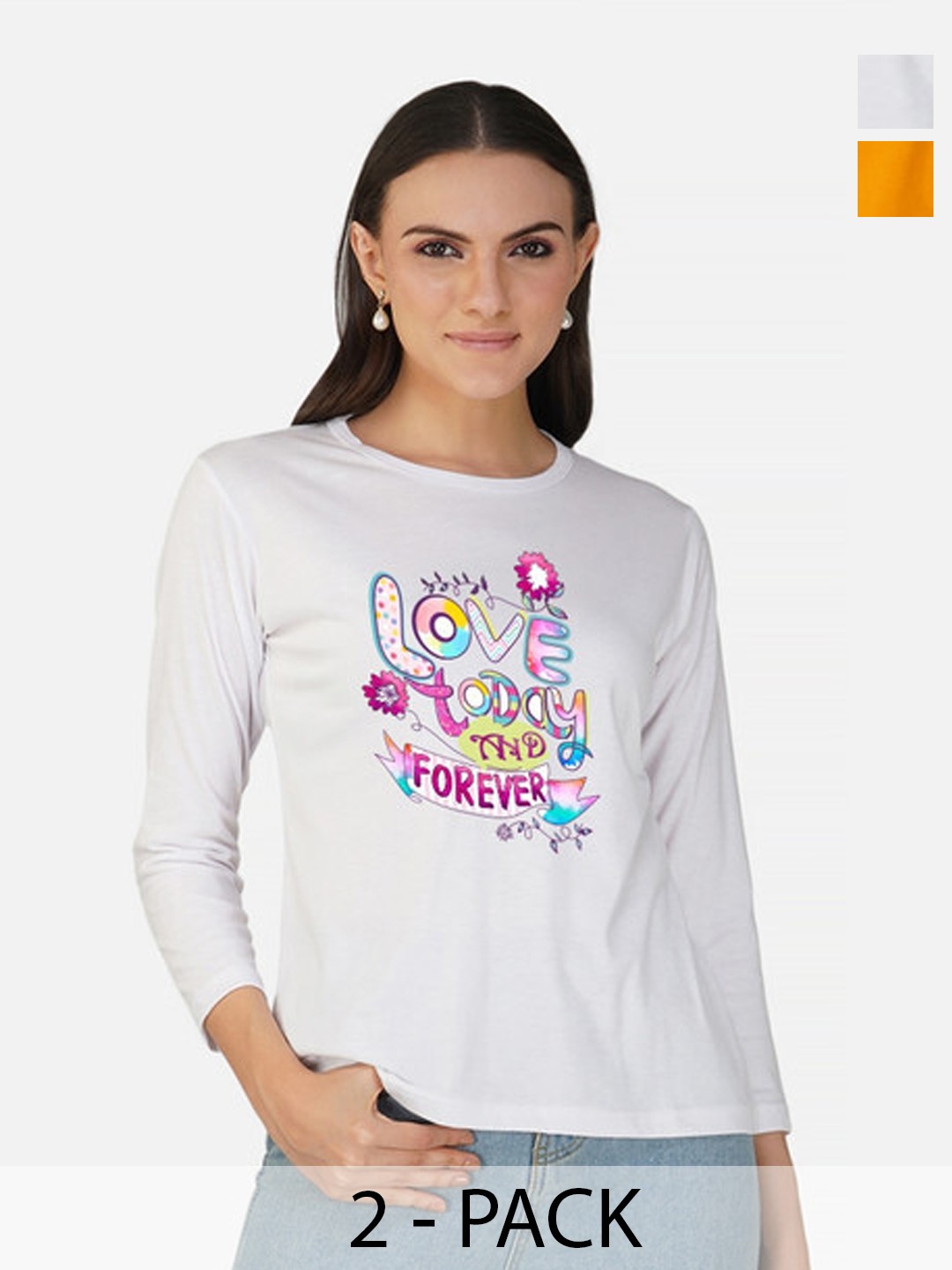 

Metronaut Women 2 Printed Bio Finish Applique T-shirt, White