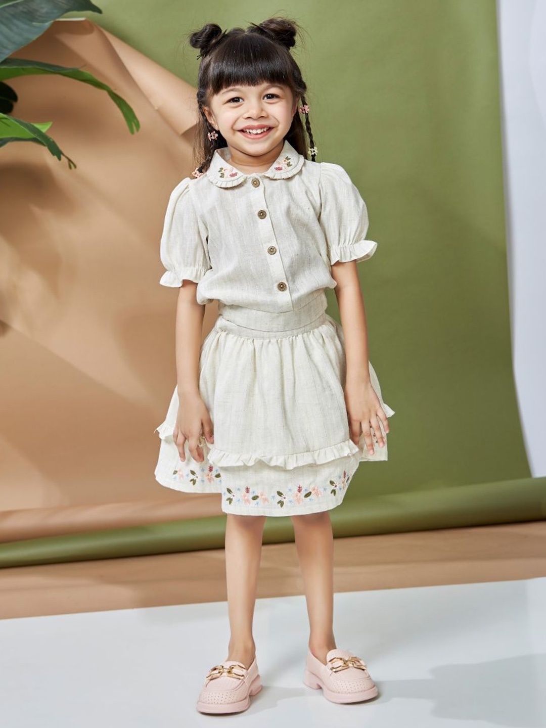 

Peppermint Girls Top with Skirt, Beige