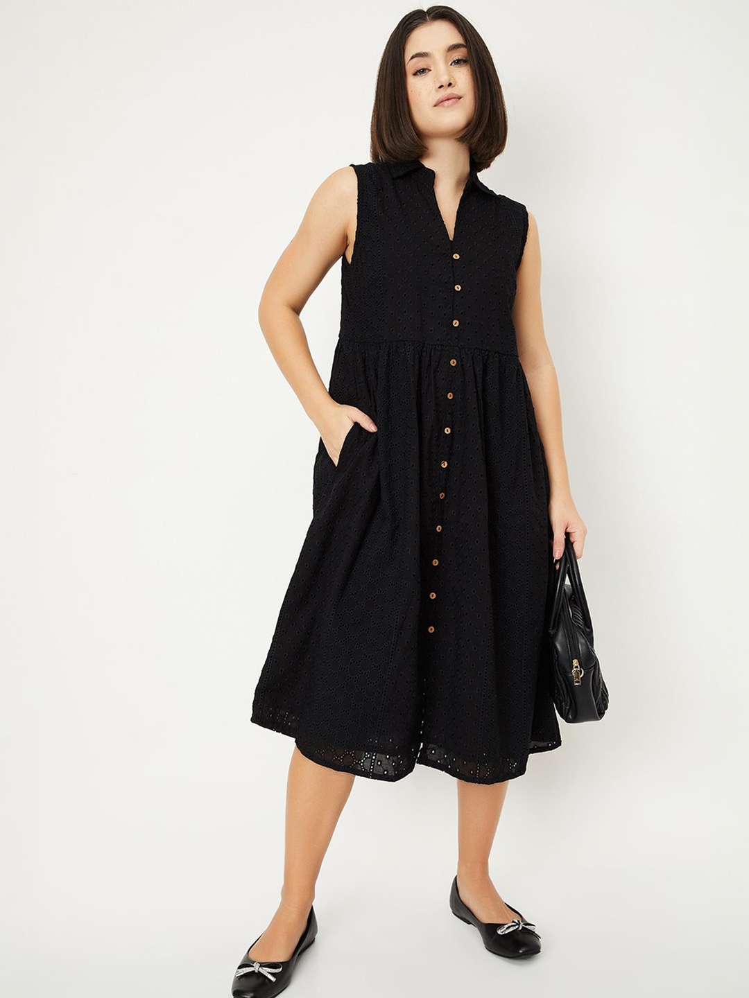 

max Shirt Midi Dress, Black