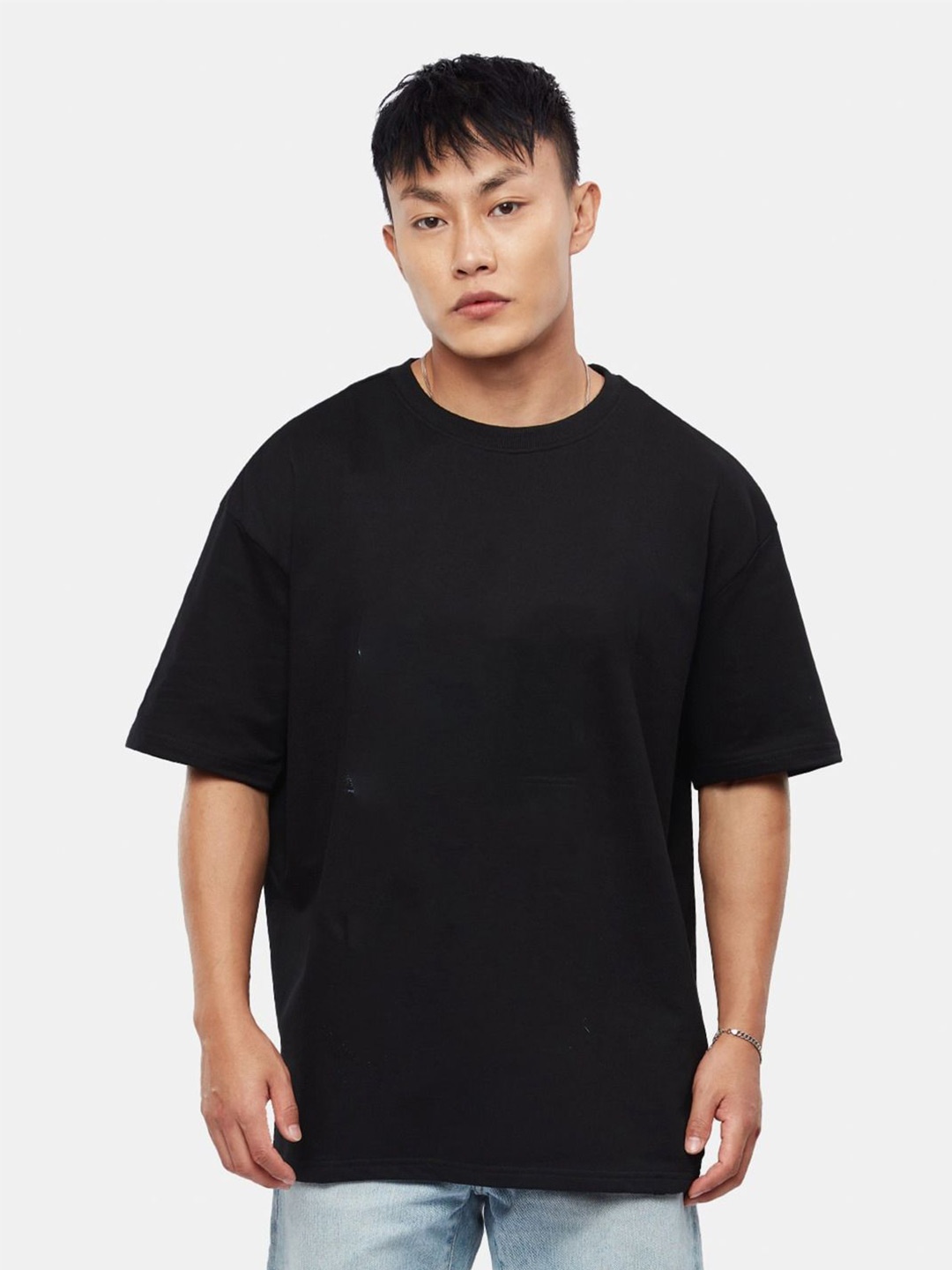 

Crazymonk Men Raw Edge T-shirt, Black