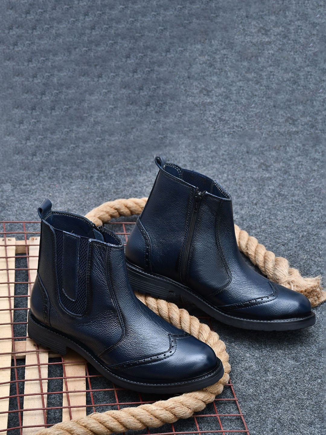 

GALEX Men Chelsea Boots, Blue