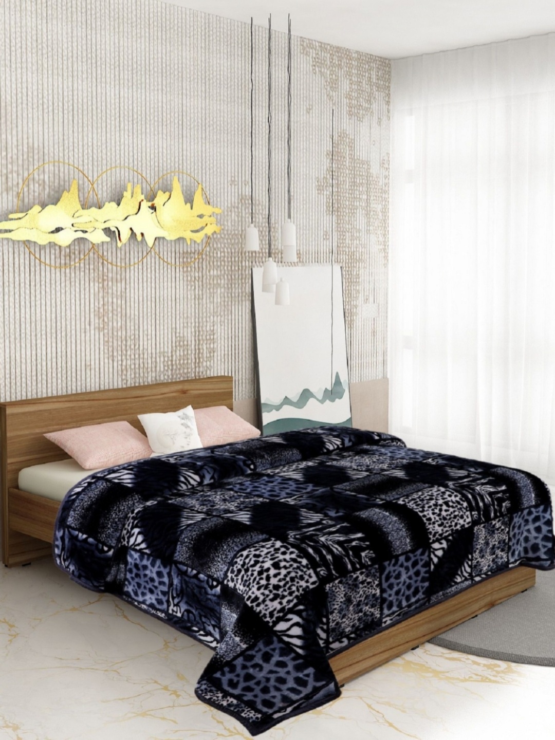 

Swikon star Black & White Heavy Winter 550 GSM Double Bed Blanket