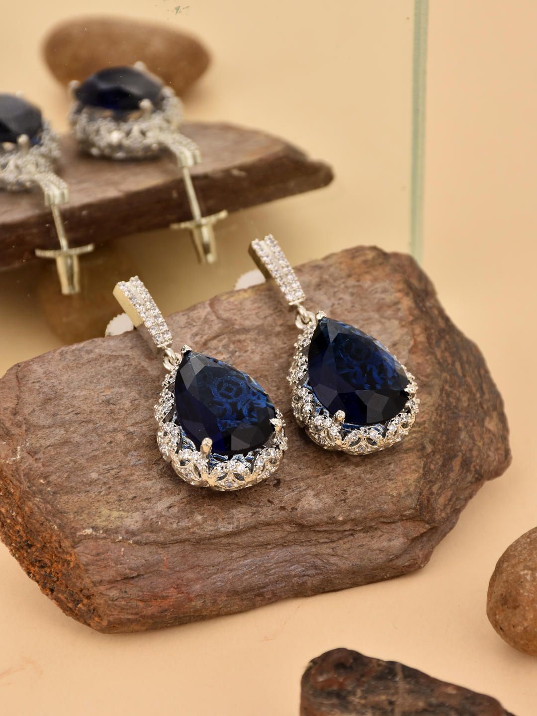 

Reenisaa Teardrop Shaped Drop Earrings, Navy blue