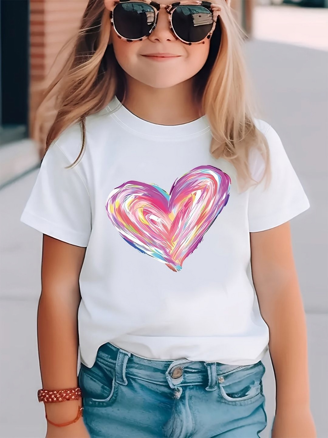 

YK Girls High Neck Indigo T-shirt, White