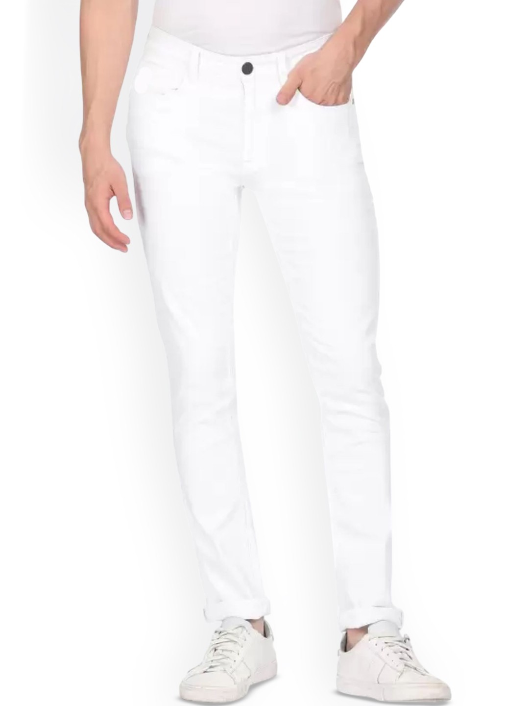 

COMFITS Men Classic Regular Fit Mid-Rise Cotton Jeans, White