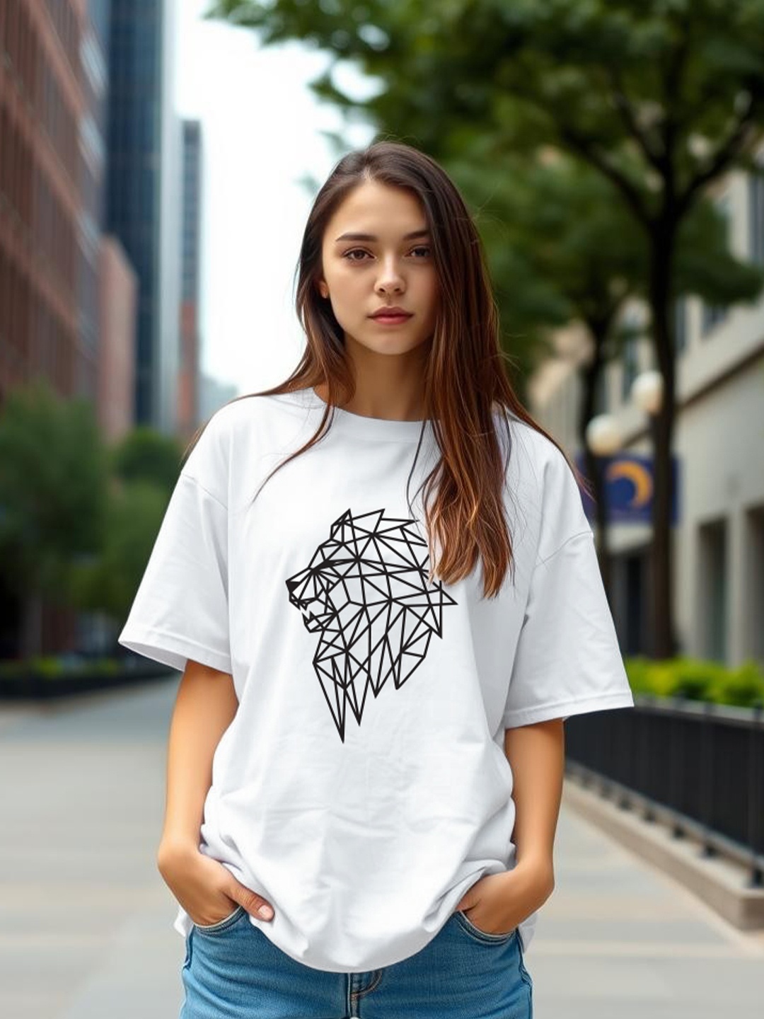 

TOGS & TERRE Women Graphic Printed Round Neck Cotton Relaxed Fit T-shirt, White