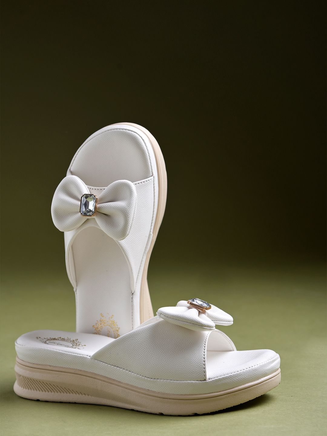 

Shoetopia Girls Platform Heels Sandals with Bows, White