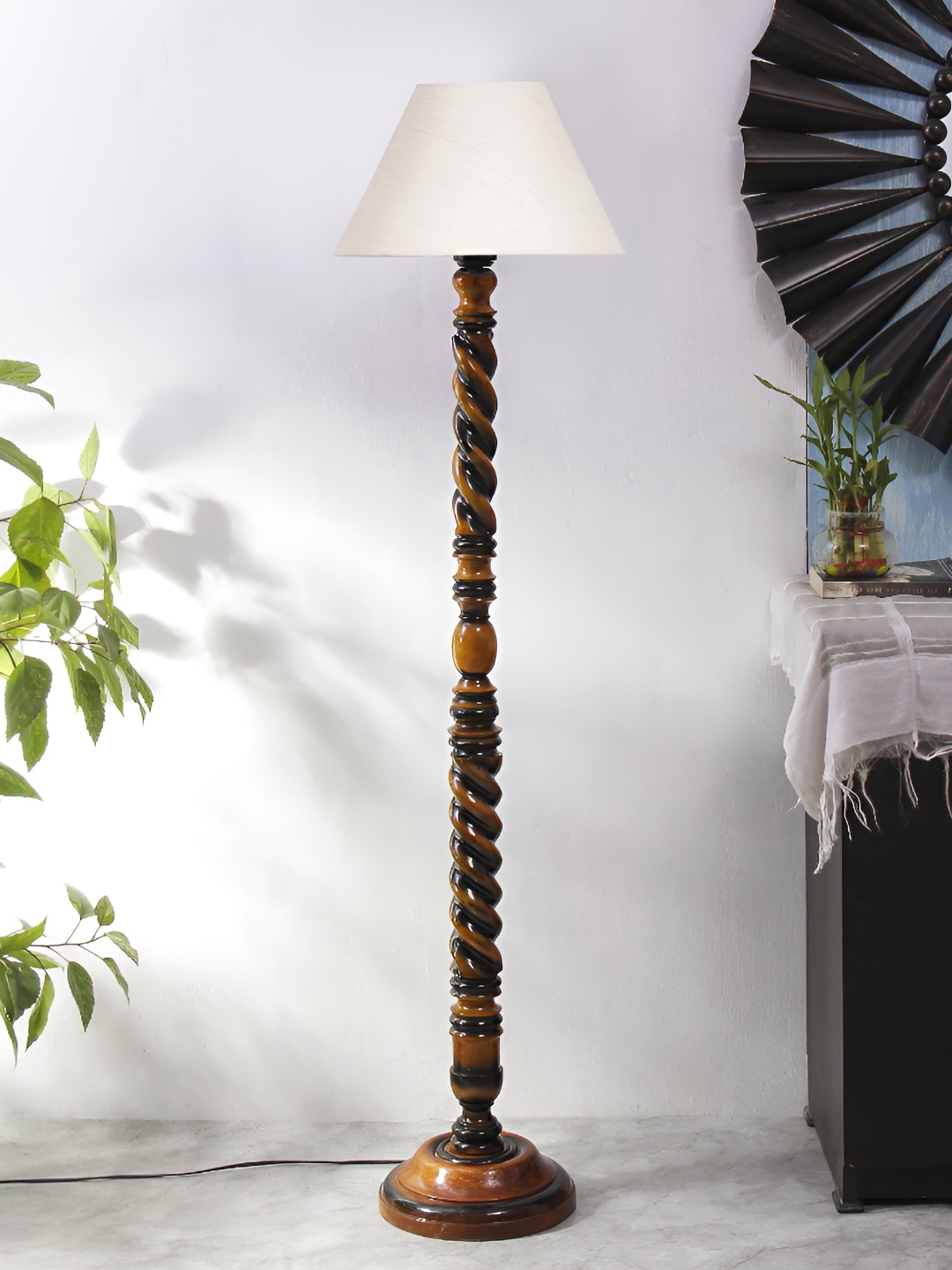 

Devansh Brown & White Textured Jute Conical Wooden Floor Lamp