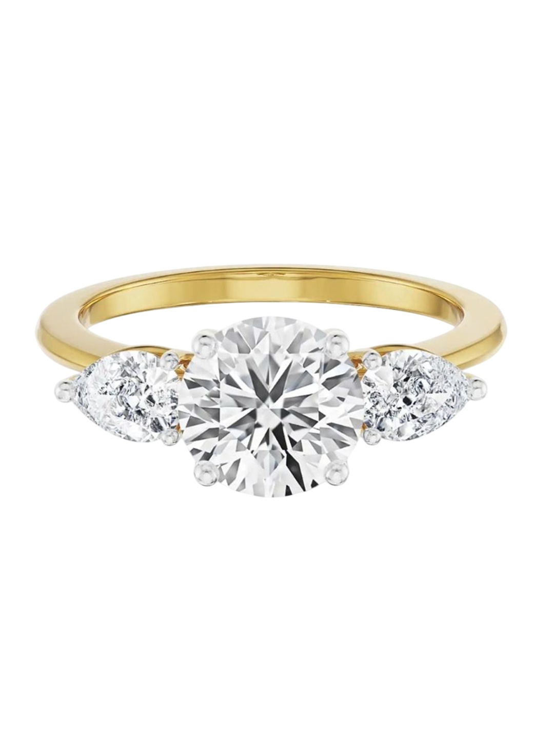 

Emori Three Stone Pear Engagement Ring, Gold