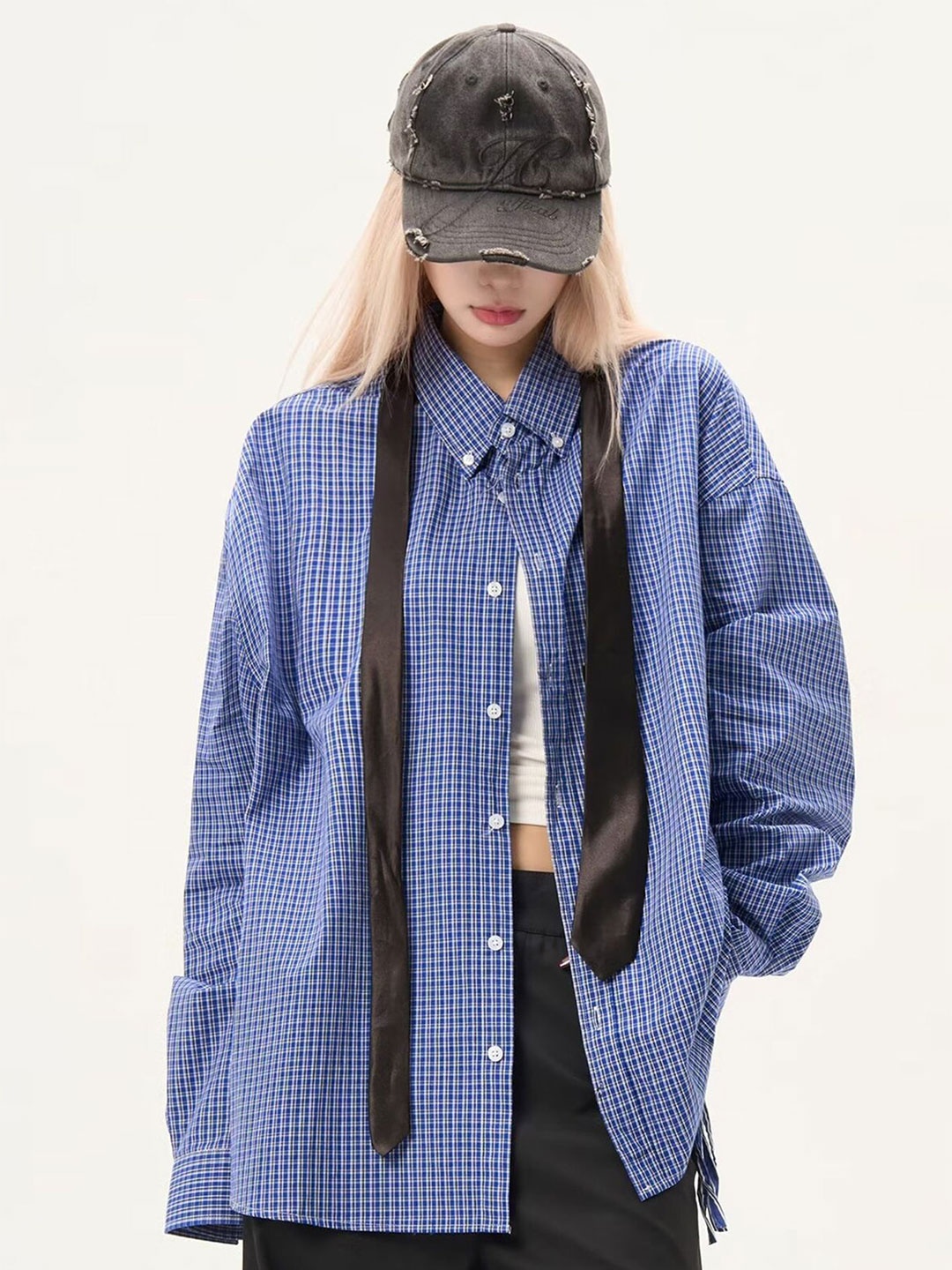 

LULU & SKY Women Opaque Checked Casual Shirt, Blue