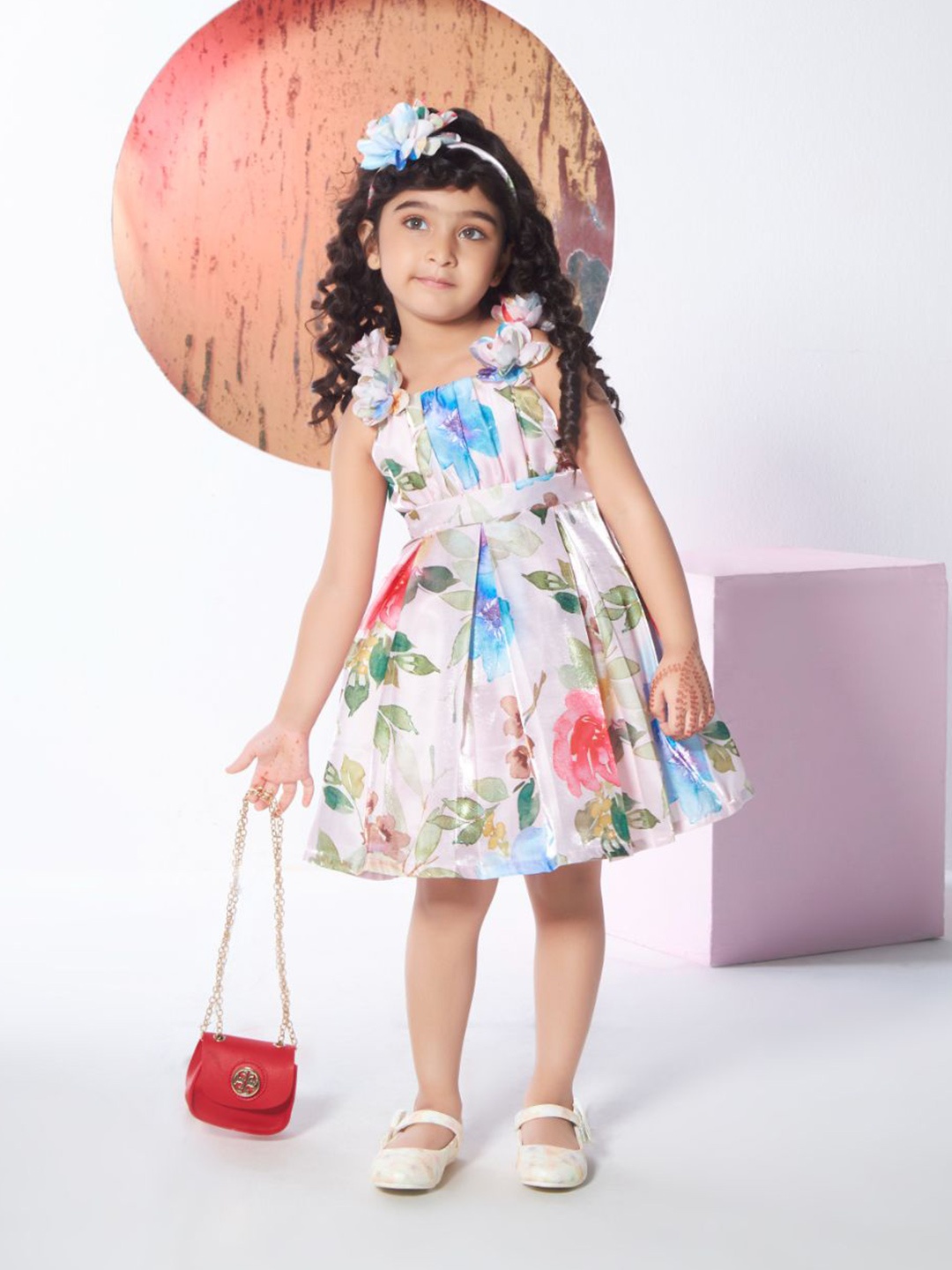 

Peppermint Floral Print Chiffon A-Line Dress, Pink