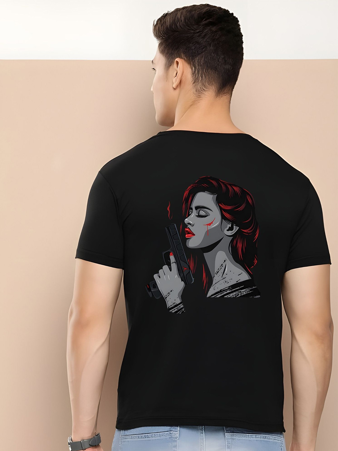 

THE BEETEL HOUSE Men Drop-Shoulder Sleeves T-shirt, Black