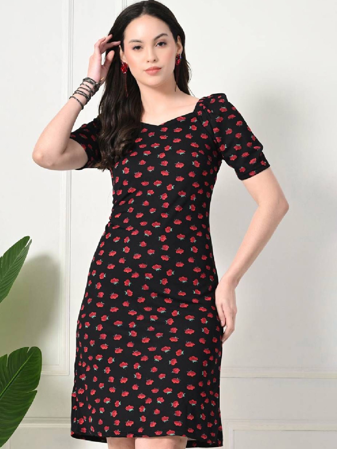 

BAESD Floral Bodycon Dress, Red