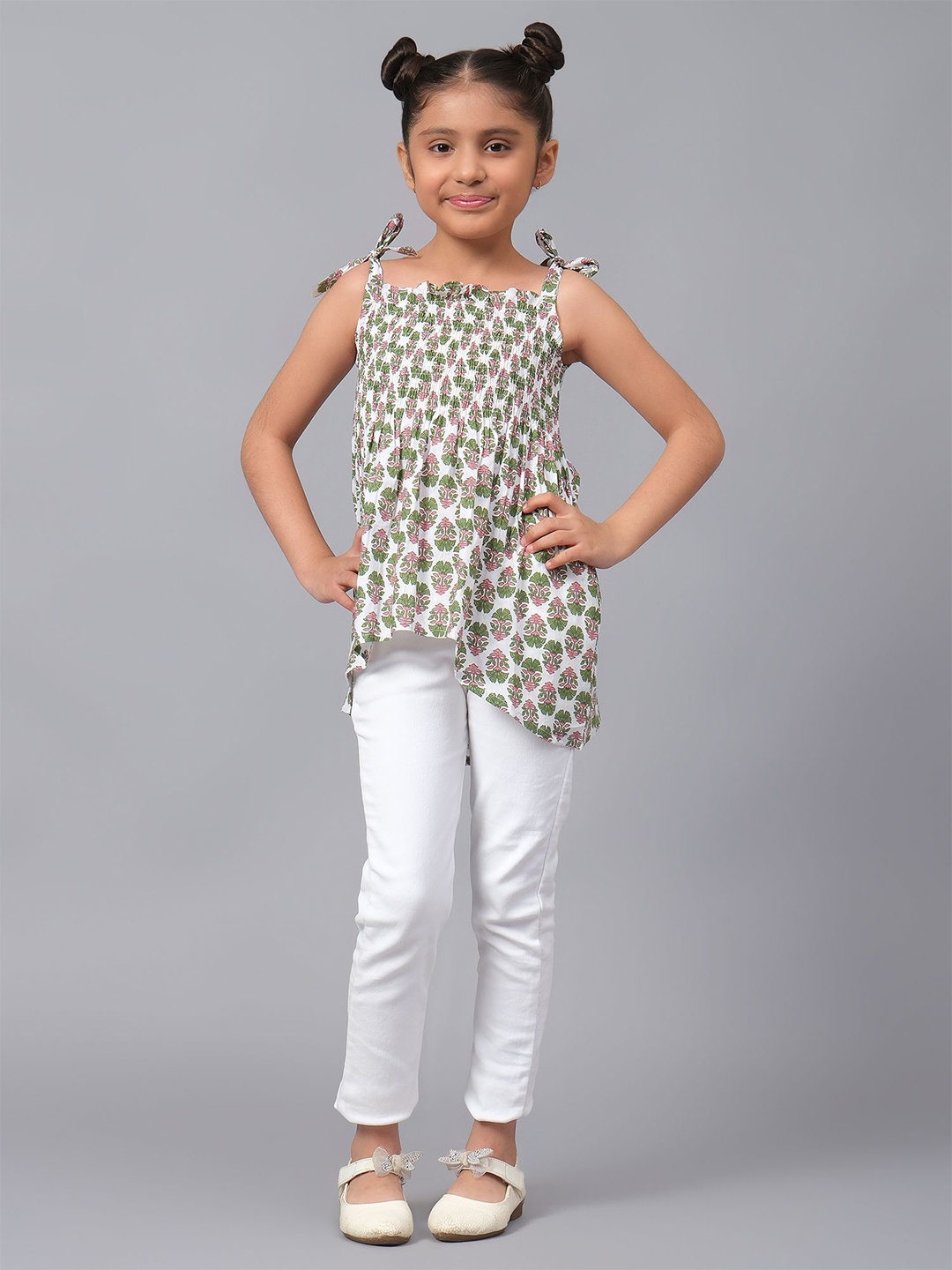 

BAESD Polka Dot Cotton Crop Top, Green