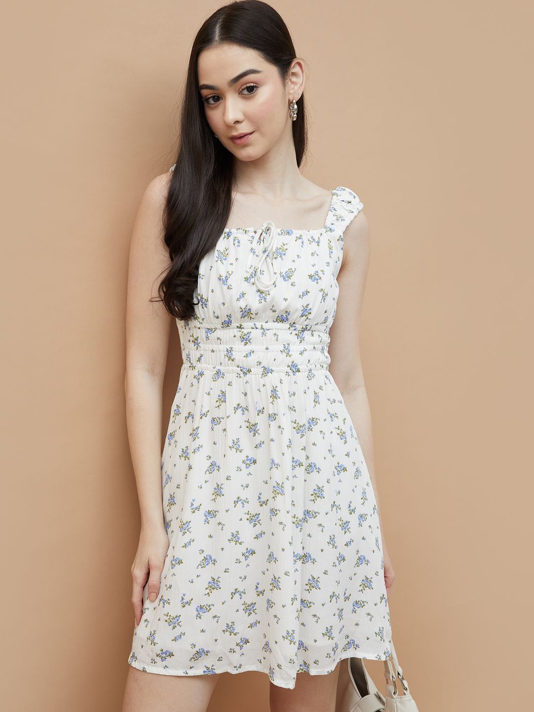 

Ginger by Lifestyle Floral Print Fit & Flare Mini Dress, White