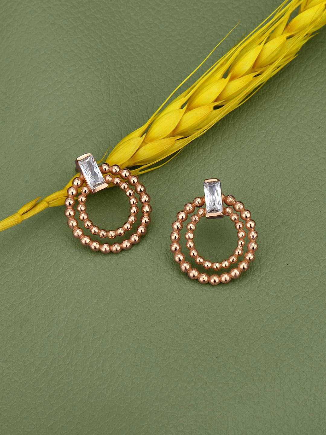 

Carlton London 18kt Rose Gold Plated CZ Circular Drop Earring