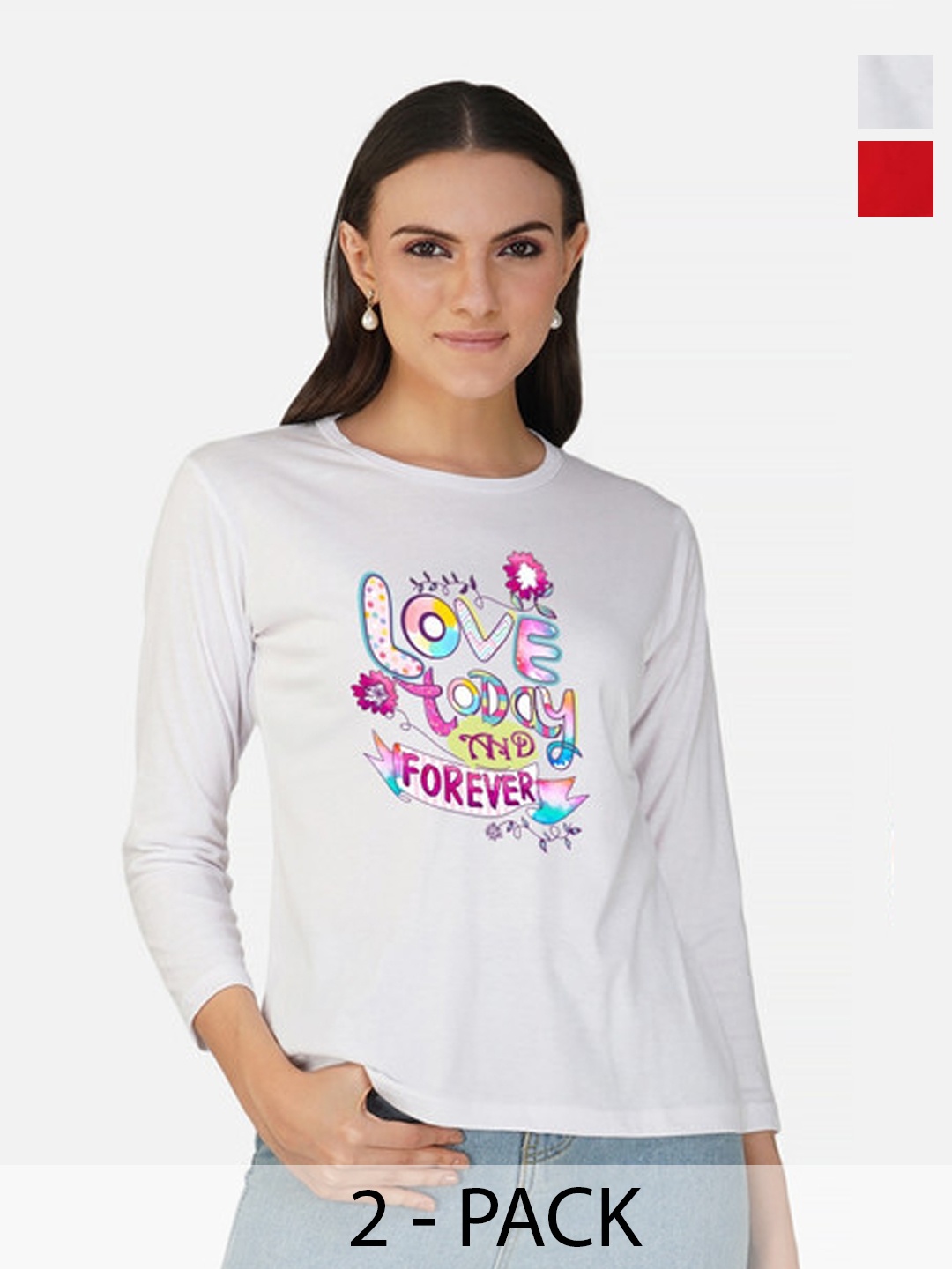 

Metronaut Women 2 Printed Bio Finish Applique T-shirt, White
