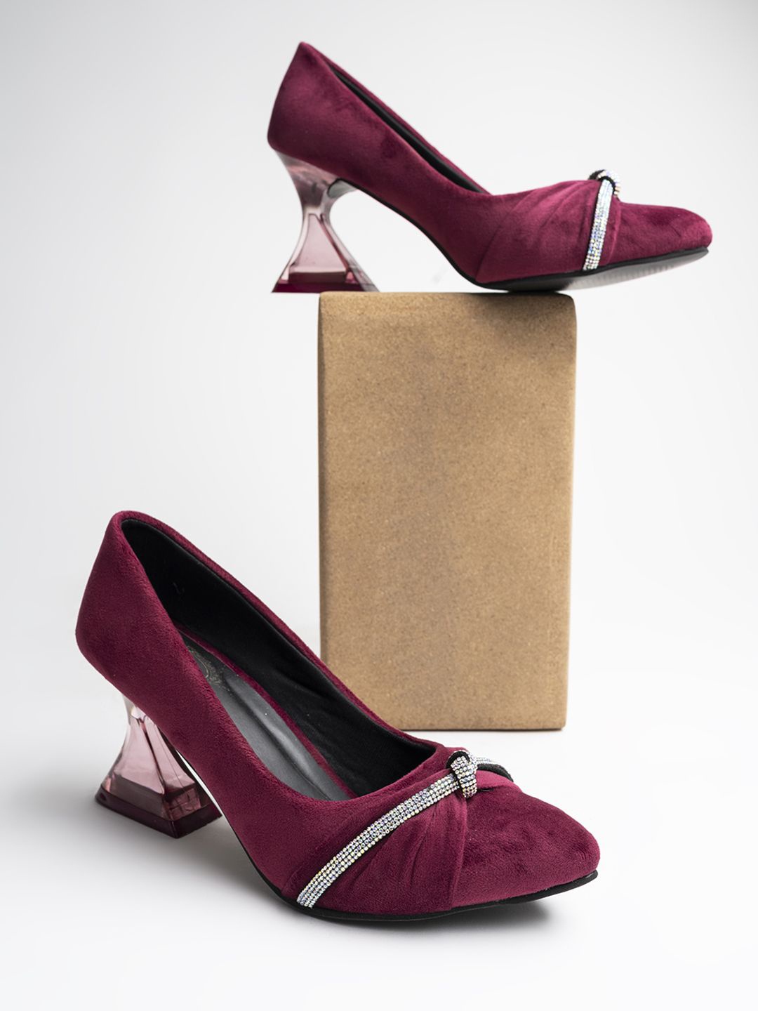 

Shoetopia Girls Embellished Suede Party Stiletto Pumps, Red