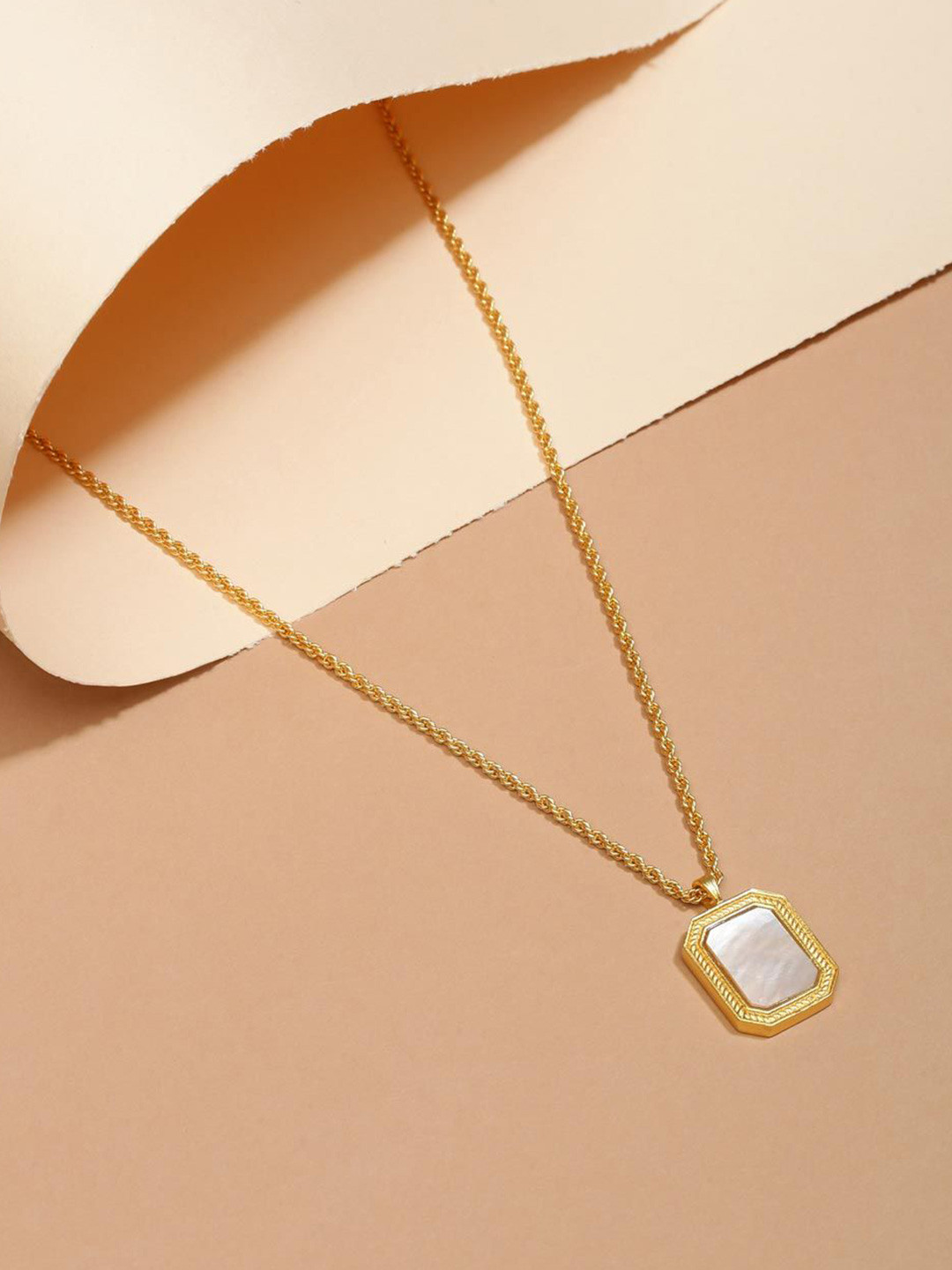 

Fabindia Square Metal Pendants with Chains, Gold