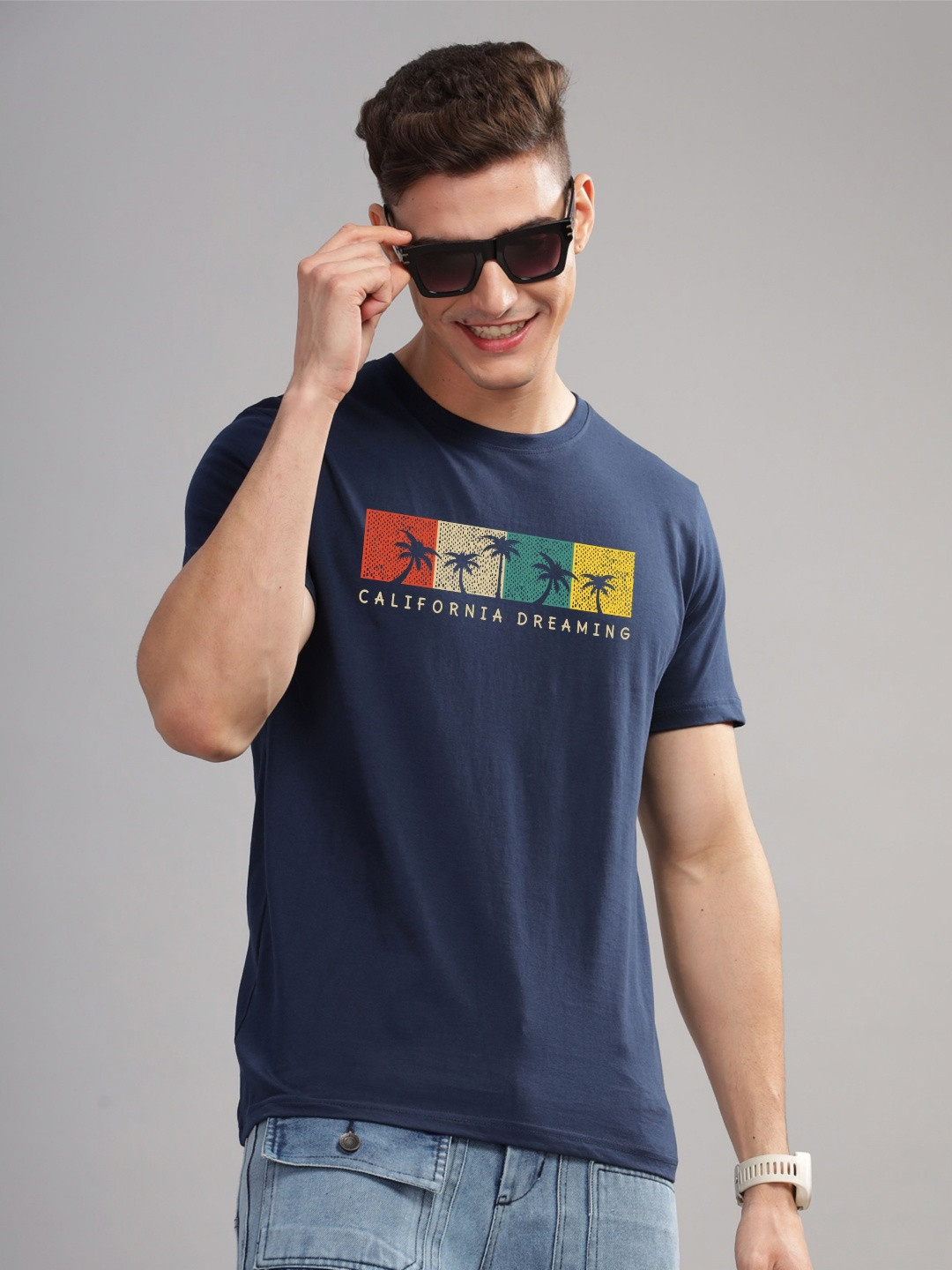 

ADRO Men Printed T-shirt, Navy blue