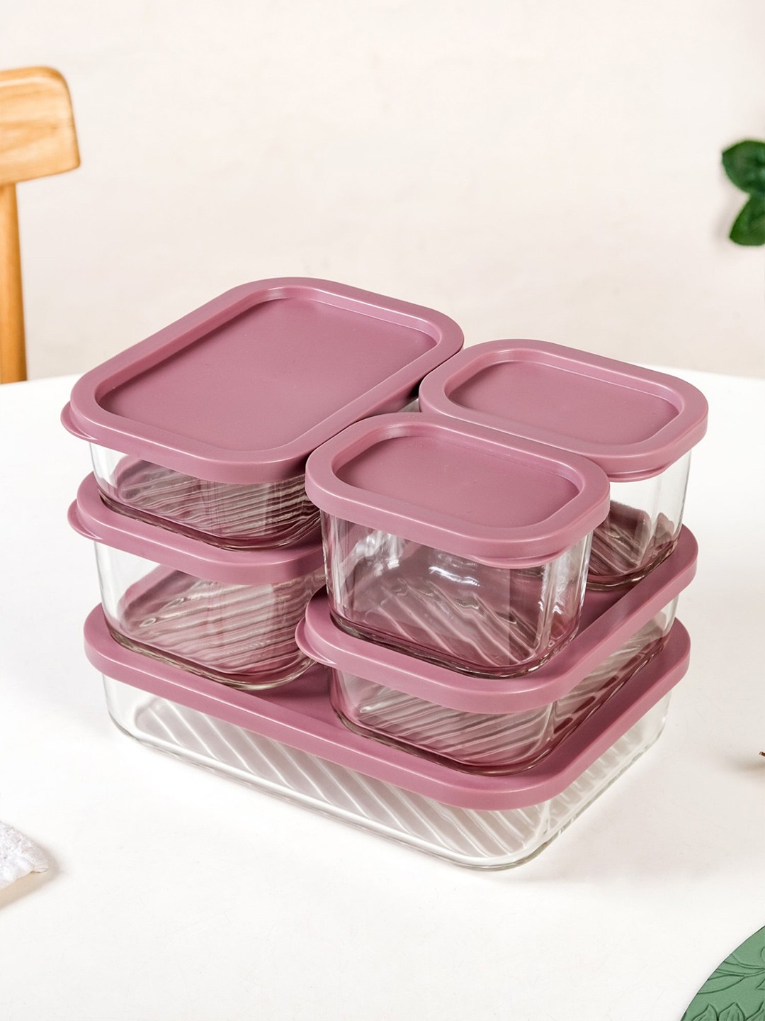 

Nestasia 6 Pcs Stackable Food Storage Containers, Transparent