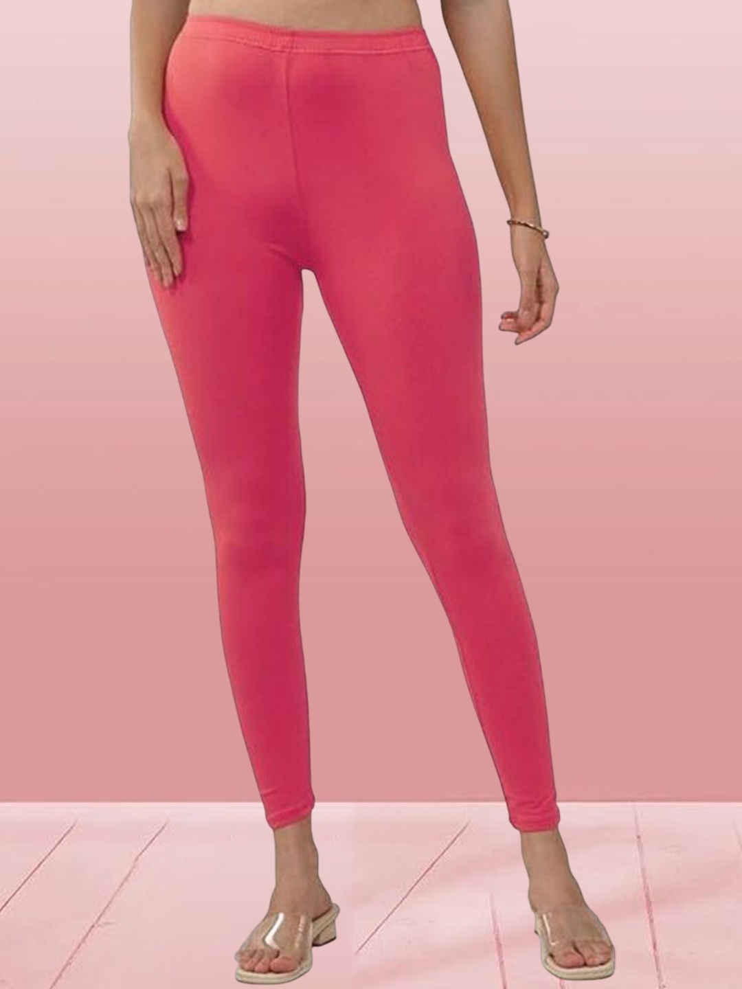 

TRAZO Mid-Rise Cotton Ankle-Length Leggings, Rose
