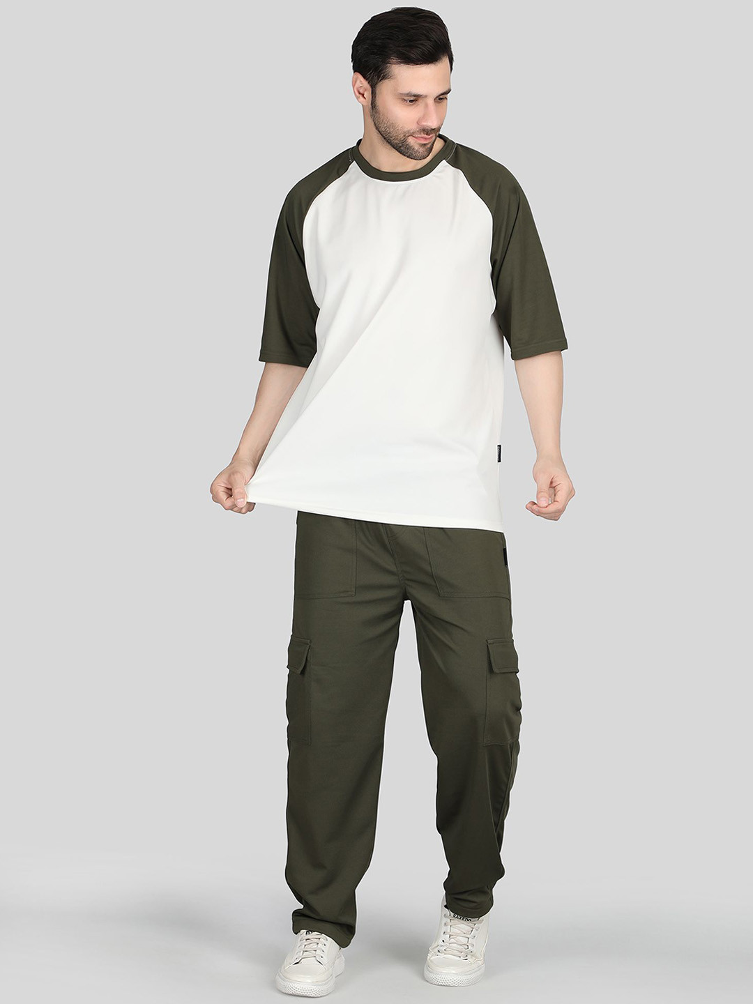 

Athleisure Round Neck T-shirt With Joggers Co-ords, White