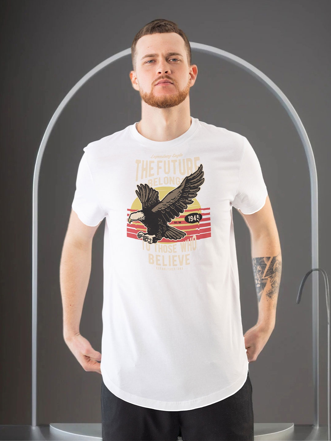 

Moda Rapido Men Graphic Printed Round Neck Regular Fit T-shirt, White