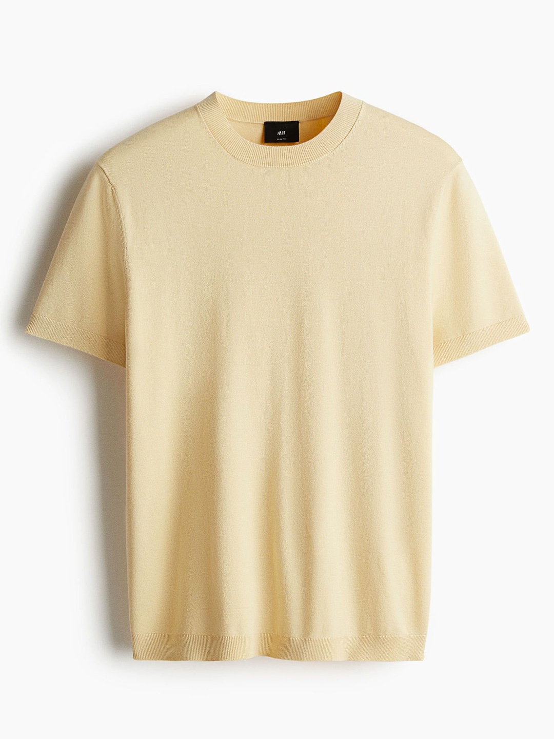 

H&M Slim Fit Fine-knit T-shirt, Yellow