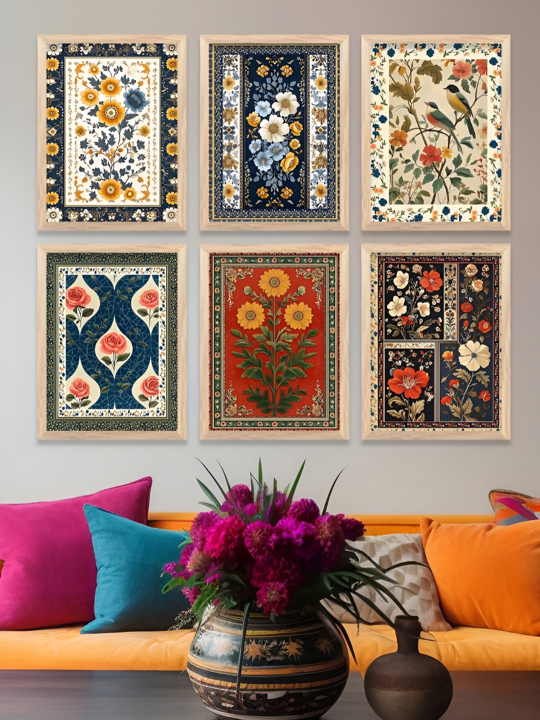 

Kotart Brown & Red 6 and more Piece Wood Floral and Botanical Wall Paintings