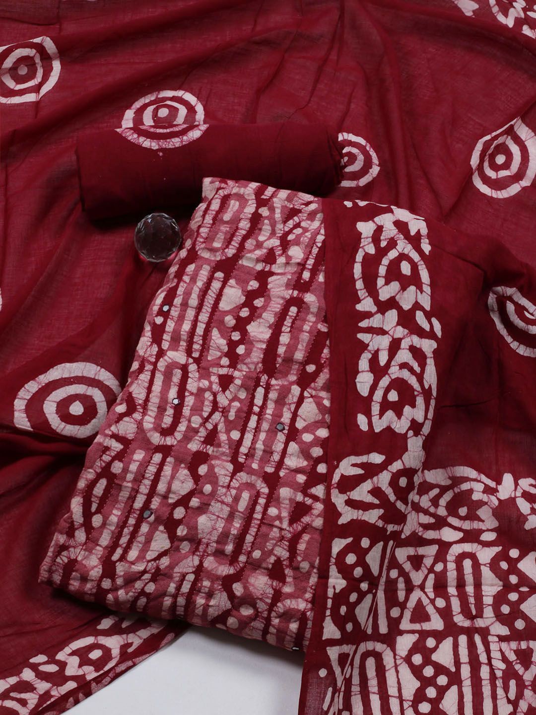 

Meena Bazaar Printed Unstitched Dress Material, Burgundy