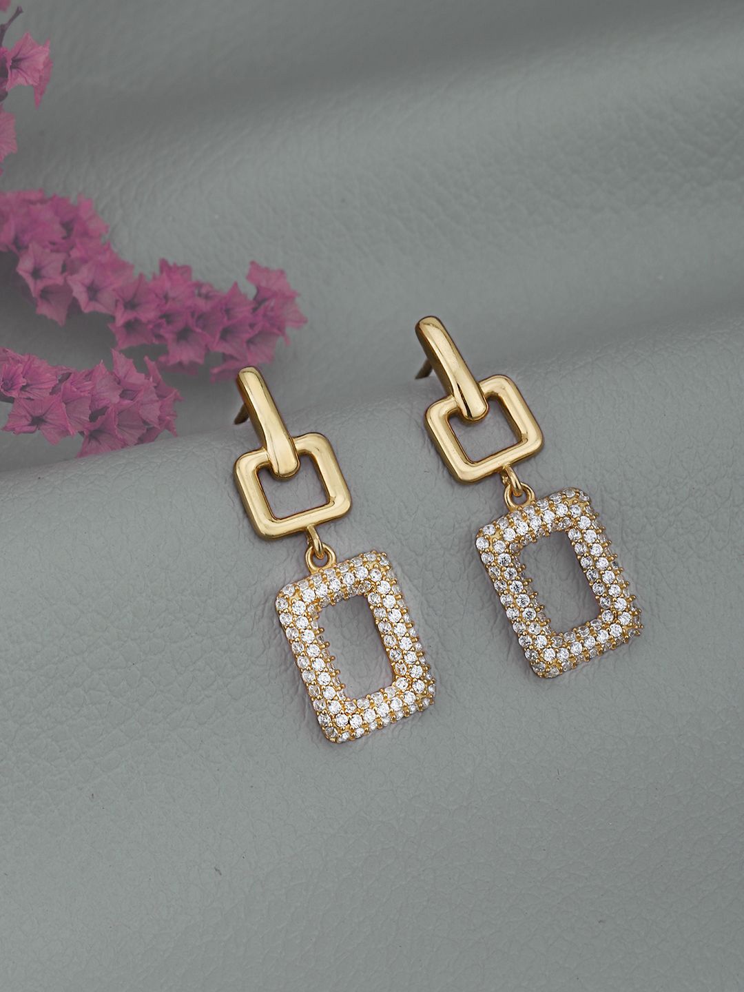 

Carlton London 18kt Gold Plated CZ Contemporary Drop Earring