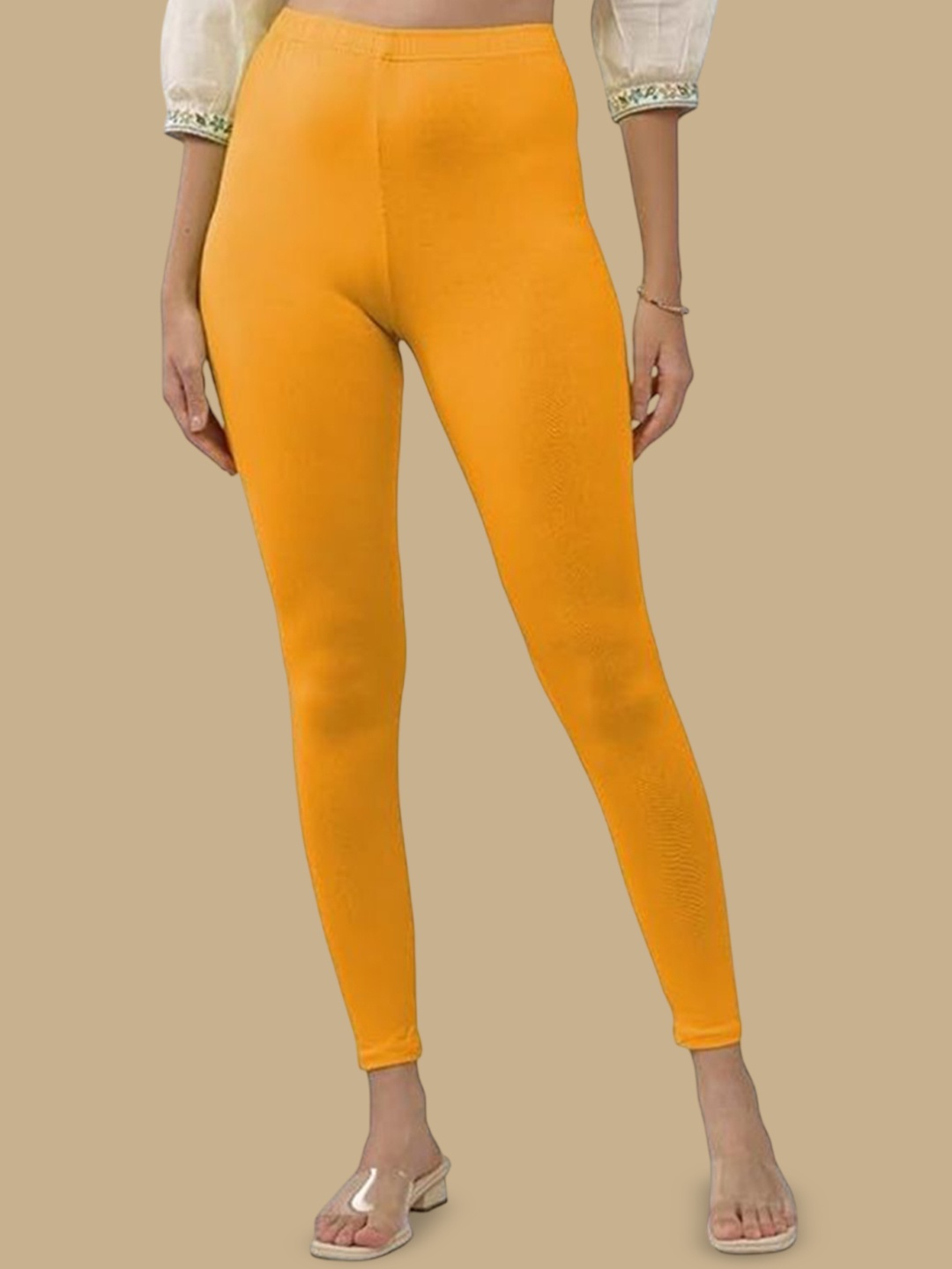 

TRAZO Women Mid-Rise Ankle-Length Leggings, Yellow