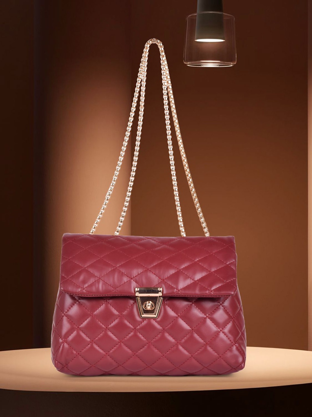 

FOMMIL Structured Sling Bag with Quilted, Red